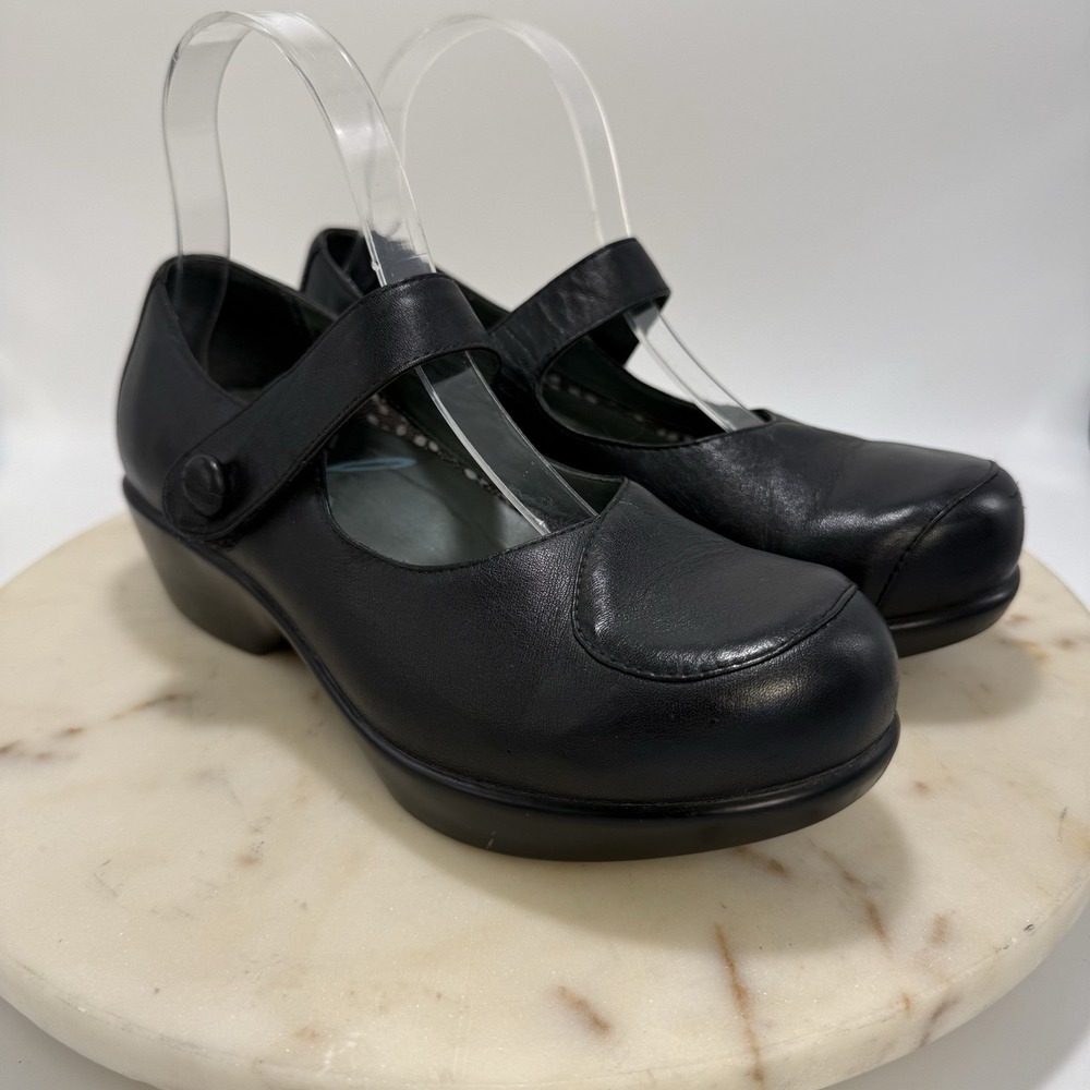 Dansko 38 Clog Abby Women's Black Leather Mary Jane 7.5 US Chunky EUC